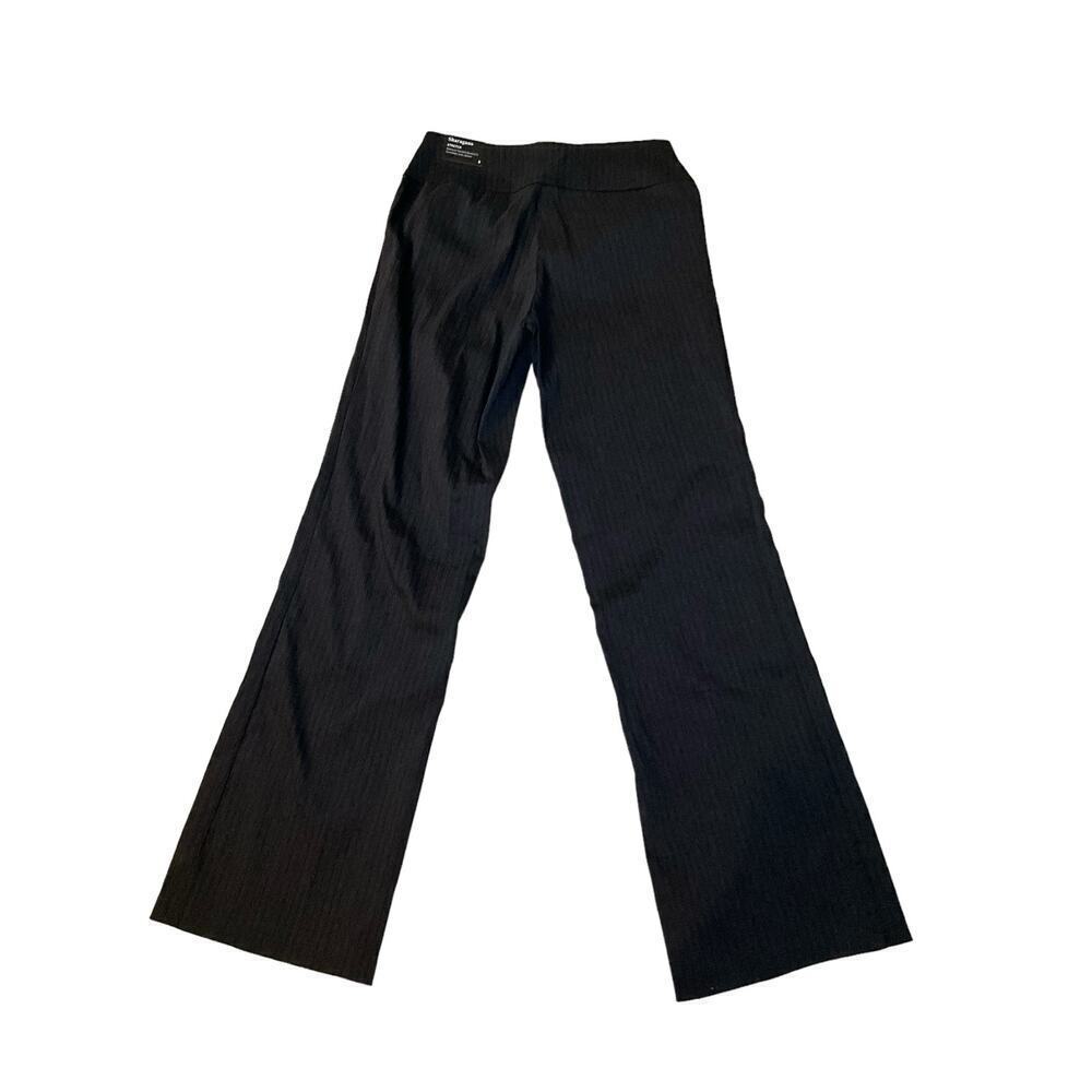 Sharagano Trouser‎ Pant Women 8 Black Pinstriped Stretch Straight Leg Flat Front